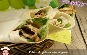 Fajitas De Pollo Con Salsa De Queso Y Nueces