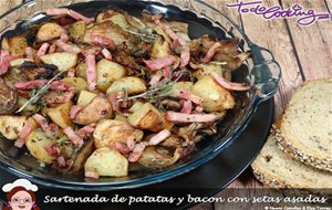 Sartenada De Patatas Y Bacon Con Setas Asadas