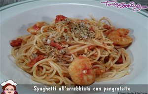 Spaghettis All&#8217;arrabbiata Con Langostinos Y Pangratatto