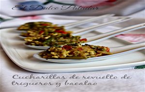 Cucharillas De Revuelto De Trigueros Y Bacalao
