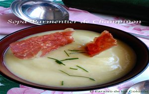 Sopa  Parmentier De Champiñon Con Crujiente De Jamón Serrano
