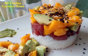 Sushi De Atun Con Mango Y Aguacate De La Axarquia Malagueña (encuentro Con Chef "itamae" Benjamin De La Mata)
