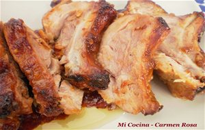 Corbata De Cerdo Marinada Con Miel, Aceite De Sesamo, Soja Y Jengibre Al Horno
