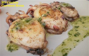 Chopitos A La Plancha Con "majaillo" De Ajo Y Perejil
