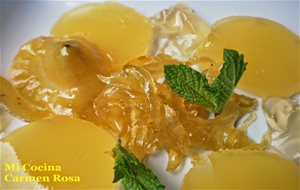 Jalea De Naranja Con Cáscara De Limon Confitada Y Gelatina De Vino Moscatel Malagueño 
