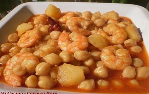 Potaje De Garbanzos Con Langostinos Al Pil Pil
