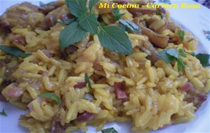 Arroz Cremoso &#191;o Quizas "falso Risotto"? De Setas, Jamon Y Queso Curado De Oveja Con Albahaca
