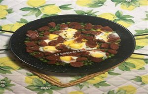 Huevos De Codorniz Con Chorizo Y Guisantes 
