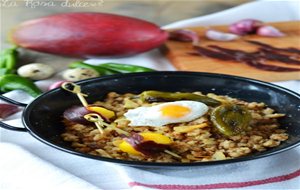 Migas Con Brochetas De Mango Y Cecina De Ciervo