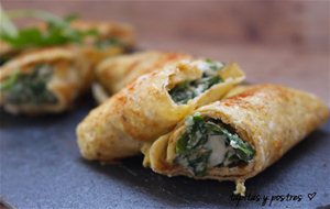 Rollitos De Rúcula Y Queso De Cabra.
