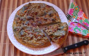 Tarta De Alcachofas, Jamón Y Piñones.
