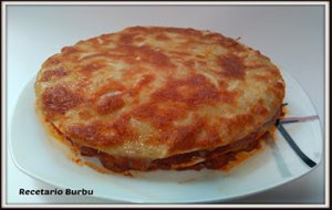 Pastel De Tortillas De Trigo Y Carne Picada 
