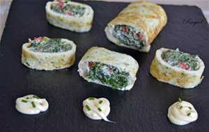 Rollitos De Acelgas Con Queso Crema Y Pimiento Asado
