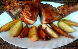 Pierna De Cerdo Al Horno Con Patatas Y Boniato
