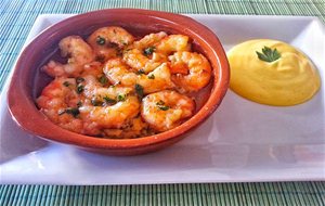 Gambas Al Horno Con Mayonesa Al Azafrán
