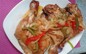 Muslos De Pollo Al Horno Con Pimientos
