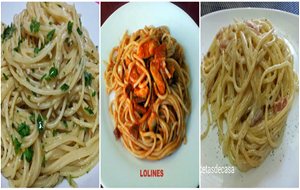 Espaguetis Italianos, Con Nata Y Bacon Y Pollo Y Tomate. Tres Sencillas De Espaguetis
