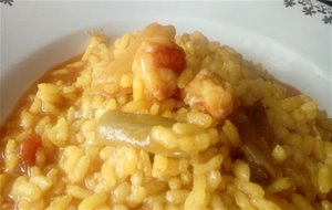 Arroz Meloso De Gambones Y Ajos Tiernos
