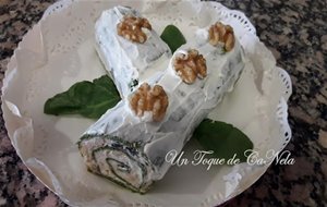 Tronco De Espinacas Con Queso Crema, Nueces Y Aceitunas
