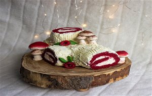 Tronco De Navidad De Red Velvet Con Trufa Montada De Chocolate Blanco
