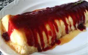 Flan De Melocotón Con Coulis De Cerezas
