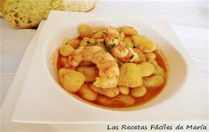 Receta De Fabes Con Rape Y Langostinos