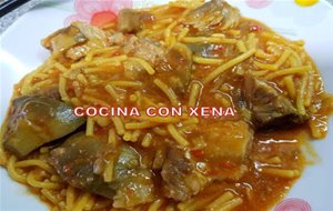 Fideos A La Cazuela Con Costillas Y Alcachofas, En Thermomix 
