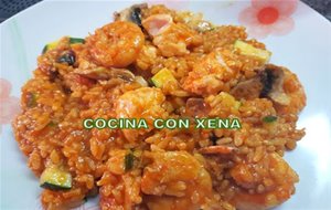 Arroz Meloso Con Salmón, Langostinos Y Verdura, En Thermomix
