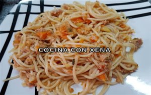Espaguetis Con Verduras Y Atún, En Thermomix 

