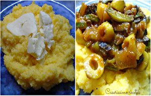 Polenta Rellena  Con Salsa Mediterránea
