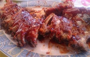 Costillas Al Horno Con Salsa Barbacoa Y Miel
