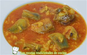 Arroz Caldoso Con Alcachofas Y Costilla De Cerdo
