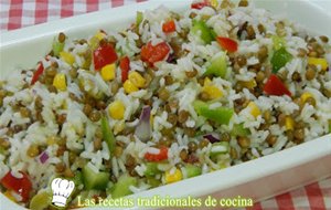 Receta Fácil De Ensalada De Arroz Y Lentejas
