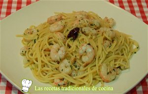 Receta De Espaguetis Con Gambas Al Ajillo
