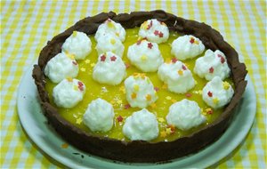 Receta Fácil De Tarta Fría De Crema De Limón Con Masa Quebrada De Cacao
