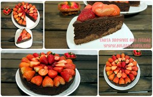 Tarta Brownie Con Fresas