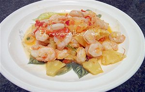 Ensalada De Piña Y Gambas Al Aroma De Limón
