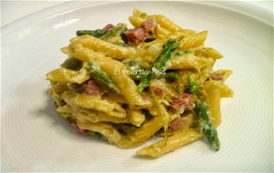 Carbonara De Esparragos Y Macarrones
