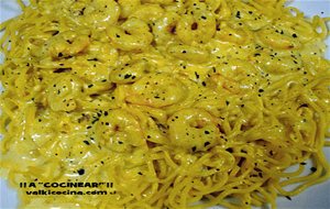 Espaguetis Con Gambas Al Curry

