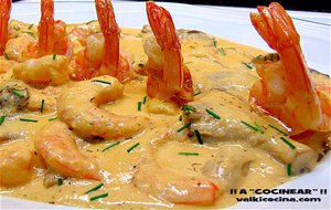 Langostinos Con Setas A La Crema