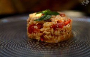 
risotto De Pollo, Tomate Y Albahaca.
