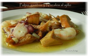 Pulpo, Gambas Y Níscalos Al Ajillo
