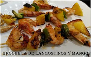 Brocheta De Langostinos Y Mango
