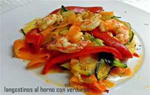 Langostinos Al Horno Con Verduras
