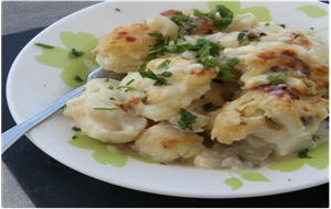 Coliflor  Con Champiñones Gratinado
