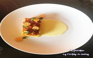 Puding De Naranjitas Kuquant Caramelizadas Y Salsa De Vainilla.
