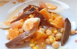 502&#176; Receta: Ensalada De Garbanzos Con Mojama Y Naranja
