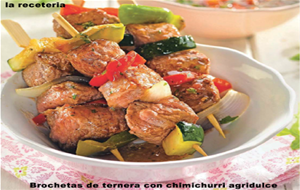 Brochetas De Ternera Con Chimichurri Agridulce
