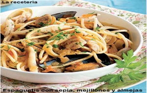 Espaguetis Con Sepia, Mejillones Y Almejas
