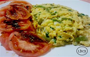 Tortilla De Bacalao Con Tomates Aliñados/cod Omelet With Spiced Tomatoes
